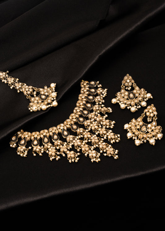 Gold Statement Choker Necklace Set