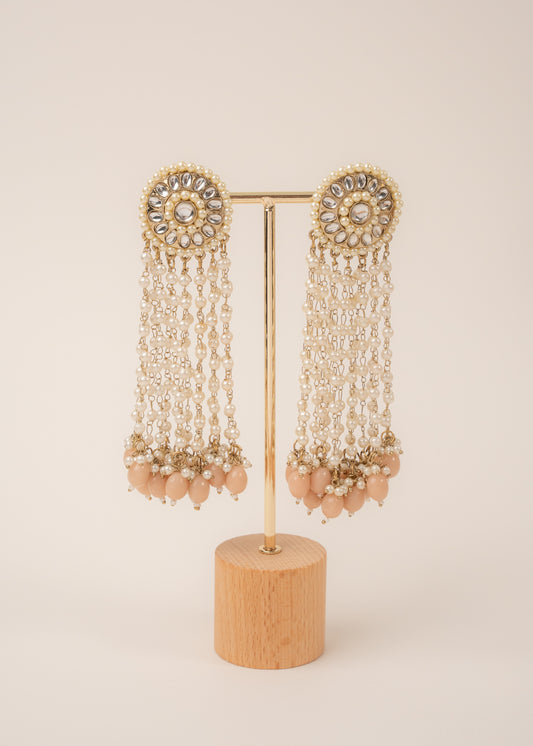 Rose Pearl Tassel Earrings