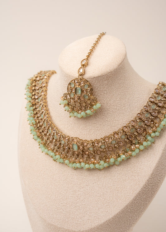 Mint Green Royal Charm Choker Set