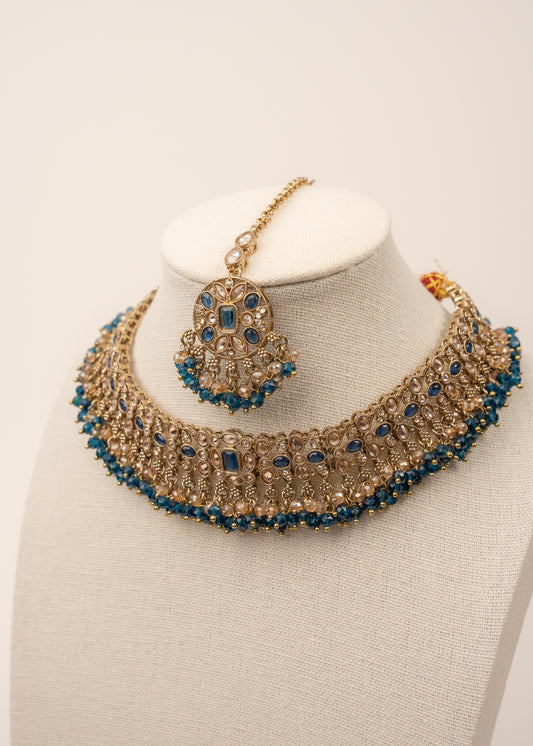 Blue Heritage Choker Necklace Set
