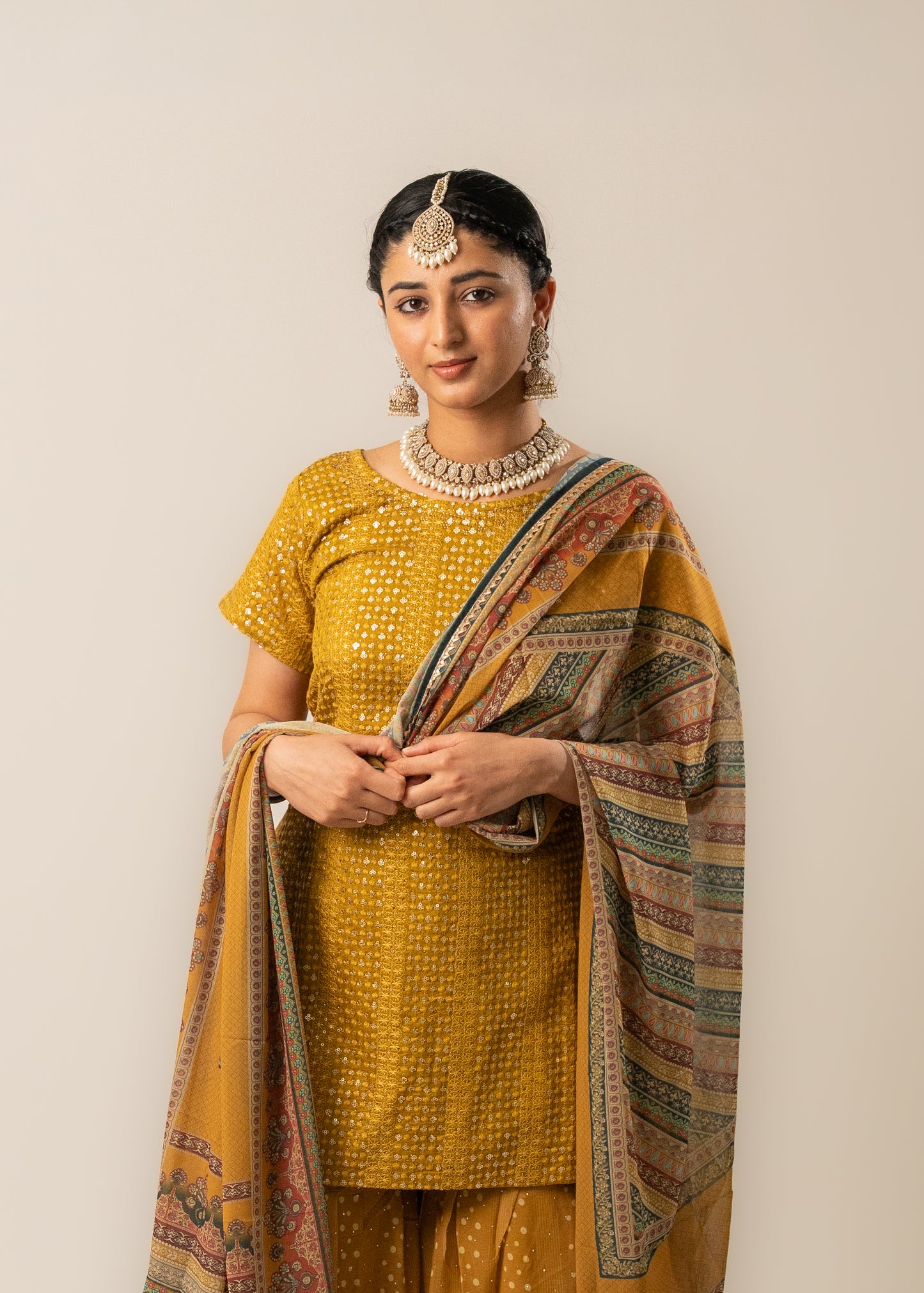 Mustard Yellow Designer Gharara Suit