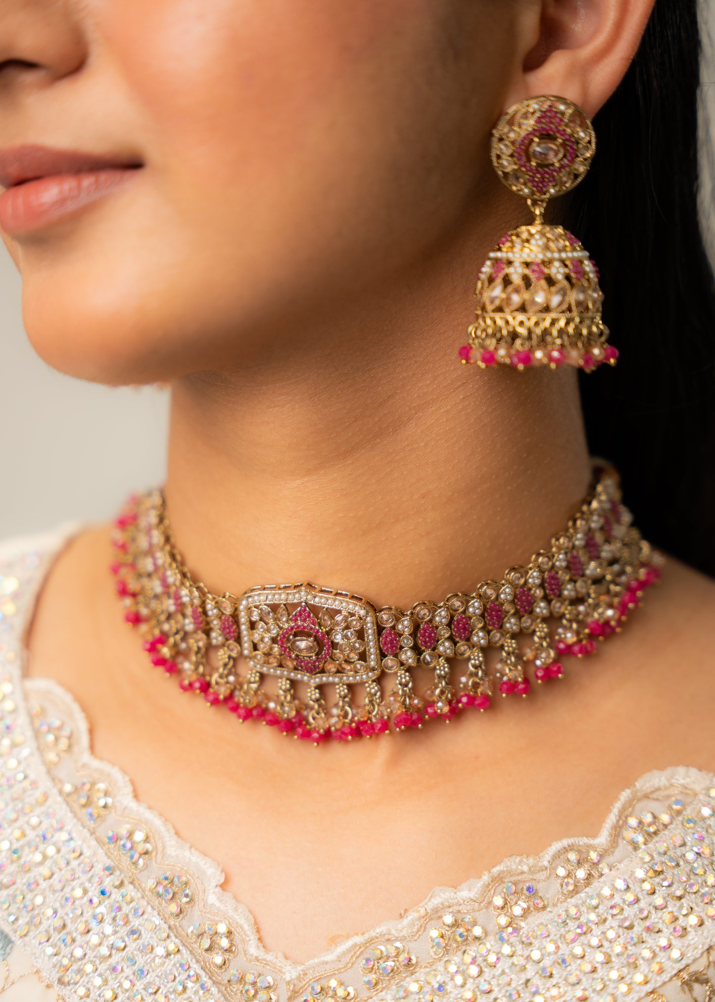 Ruby Glow Maharani Choker Set
