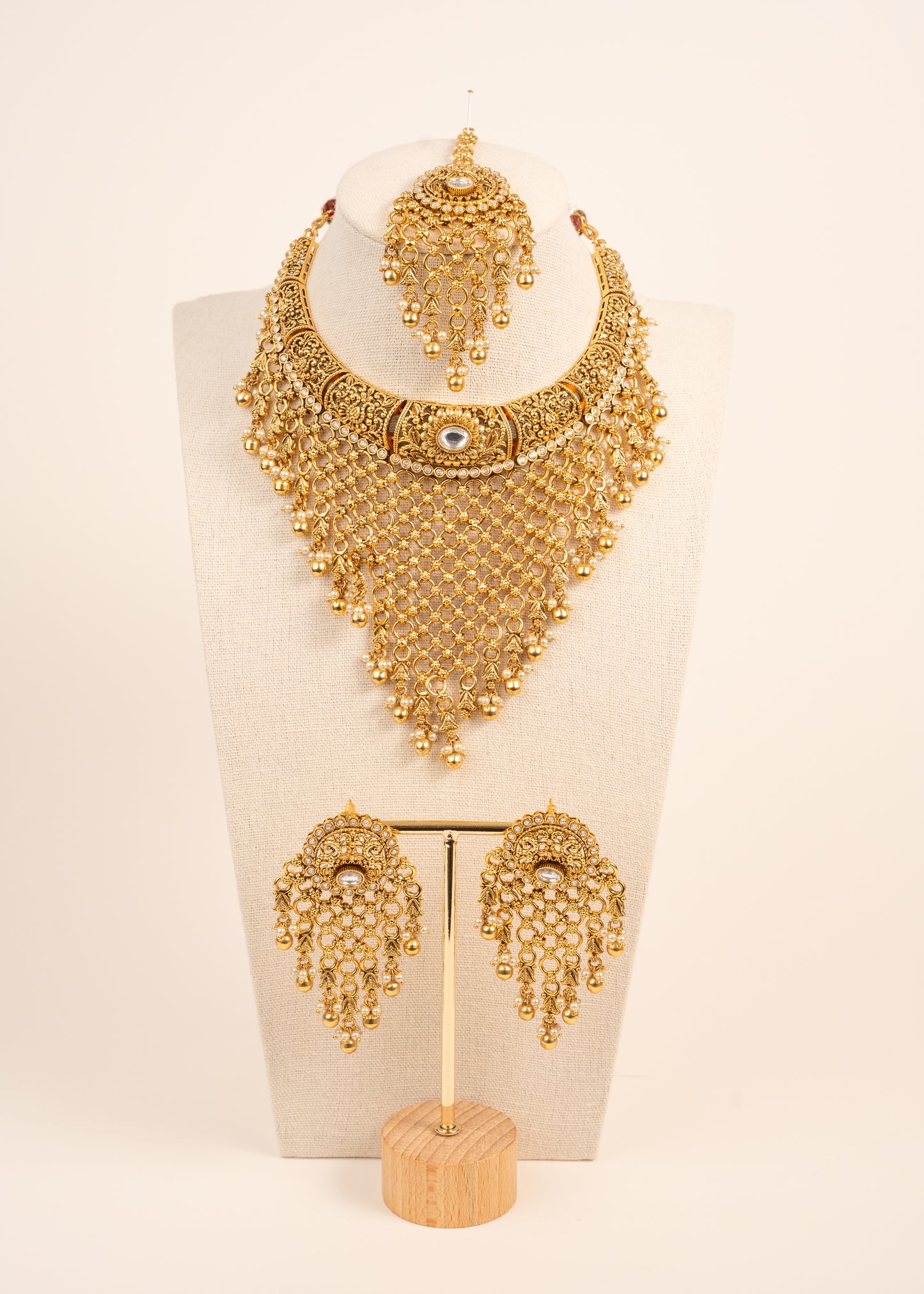 Premium Quality Gold Plated Statement Choker Set/ Indian Gold Plated Jewelry/ Traditional Jewelry/ Real Gold Look Necklace Set