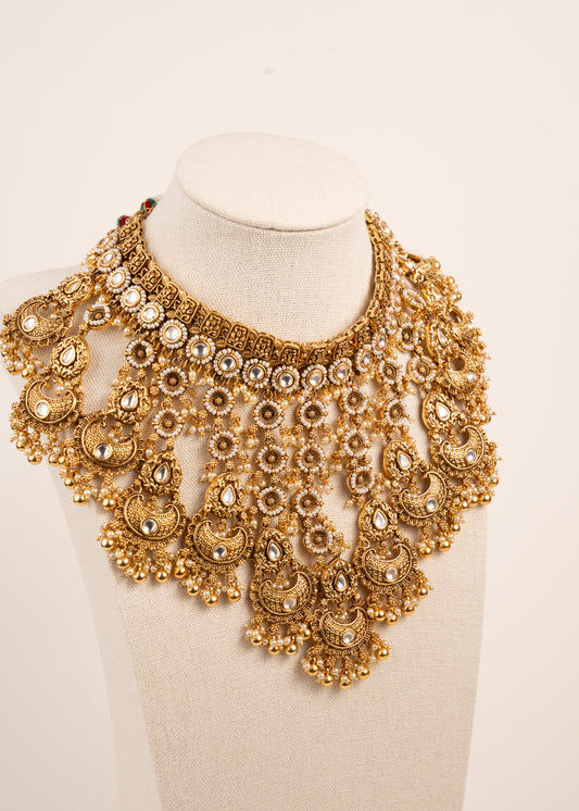 Kundan Bridal Necklace Set/ Gold Plated Bridal Necklace Set/ Indian Wedding Jewellery/ Indian Bridal Set