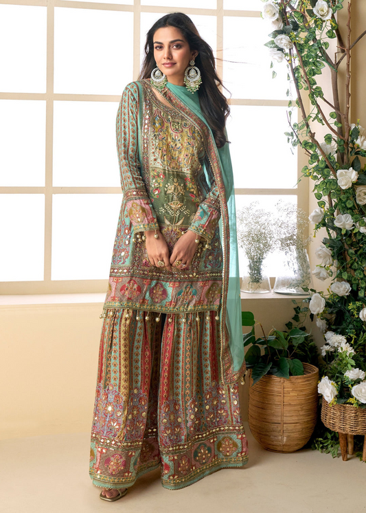 Pistachio Green Viscose Crepe Silk Salwar Suit