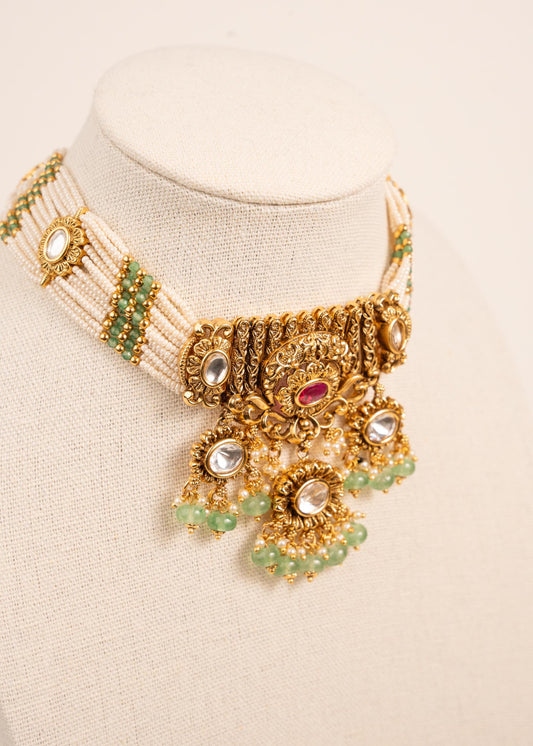 Heritage Meenakari Kundan Necklace Set/ Indian Choker Set/ Indian Gold Plated Jewelry/ Real Gold Look Necklace Set ji __etsy:7871400559