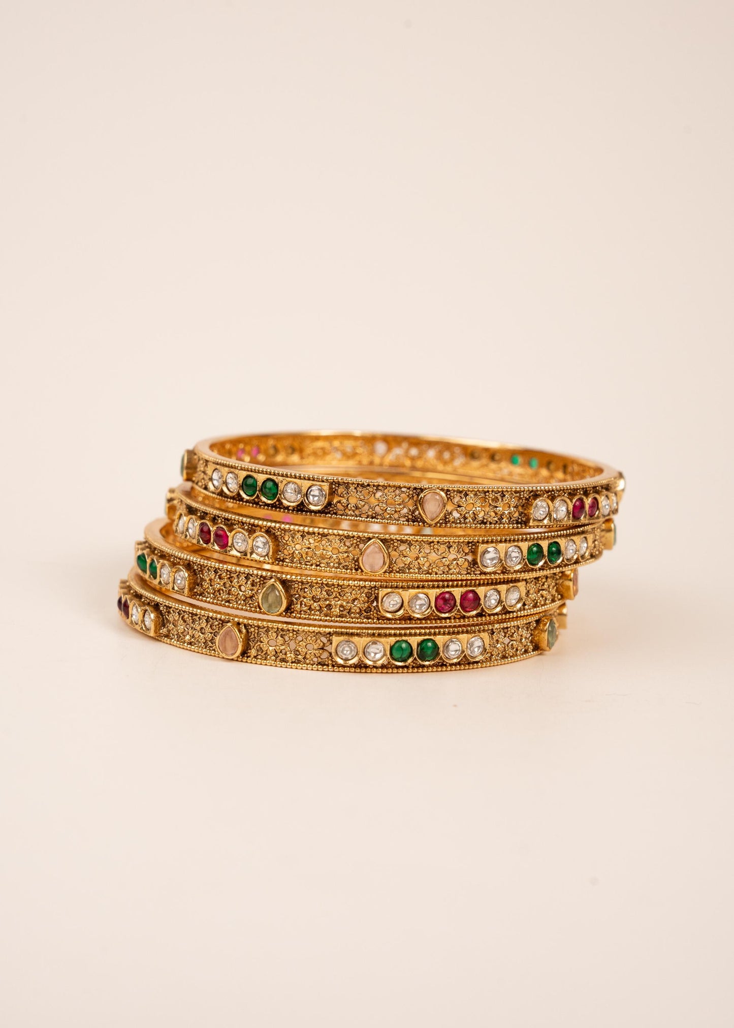 Antique Gold Bangles/ Gold Kada Bangles 4 Pc/ South Indian Jewelry/ Bridal Kada Bangles/ Traditional Temple Bangles/ Kangan/ Indian Bangles/ (etsy image id: 7913049847)