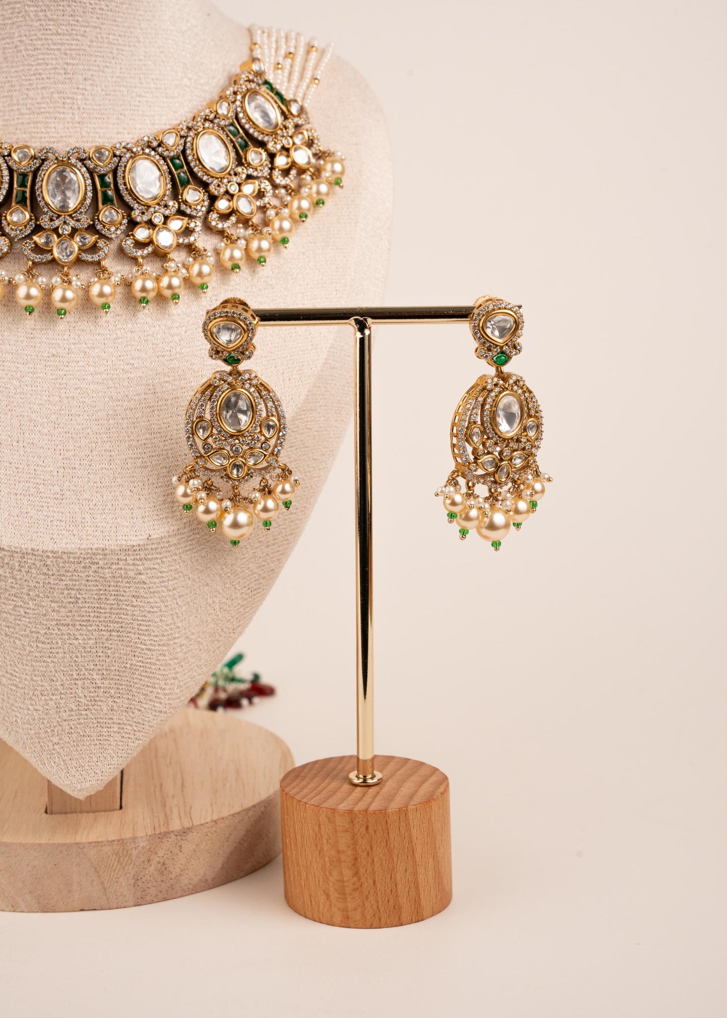 Exclusive Kundan Polki Choker Necklace Set/ Pearl Choker Necklace Set with Earrings/ Indian Pakistani Jewelry/ Gold plated Kundan Necklace __etsy:7974259834