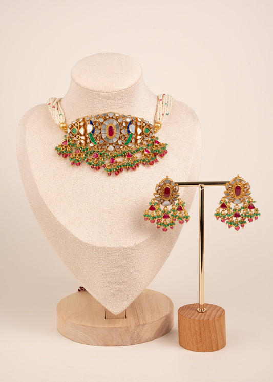 High Quality Pachi Kundan Choker Necklace Set with Earrings/ Traditional Pachi Kundan Necklace/ Indian Jewelry/ Pakistani Jewelry/ Wedding (etsy image id: 7974287810)