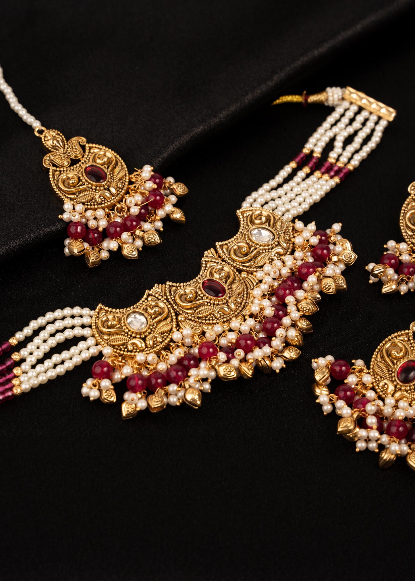 Premium Gold Plated Necklace Choker Set/ Indian Jewelry/ Traditional Necklace Set/ Festive Jewelry/ Pakistani Jewelry/ Indian Bridal Jewelry