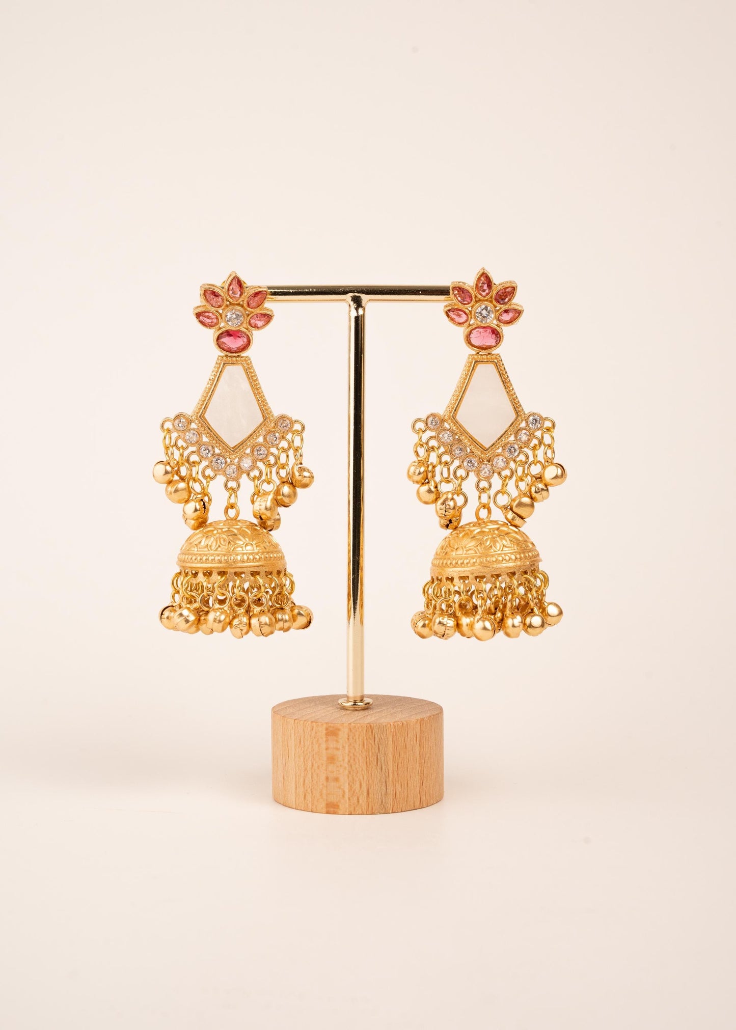 High Quality Kashmiri Earrings/ Ethnic Indian Jewelry/ Ghungroo Earrings/ Bridal Accessories/ Long Earrings/ Festive Desi Earrings/ Pink (etsy image id: 8043531731)