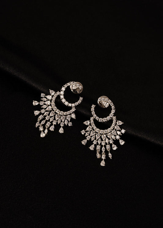American Diamond Earrings/ Bridal Jewelry/ Indian Earrings/ CZ Jewelry/ Statement Jewelry/ Wedding Jewelry/ Party Wear Earrings/ Silver