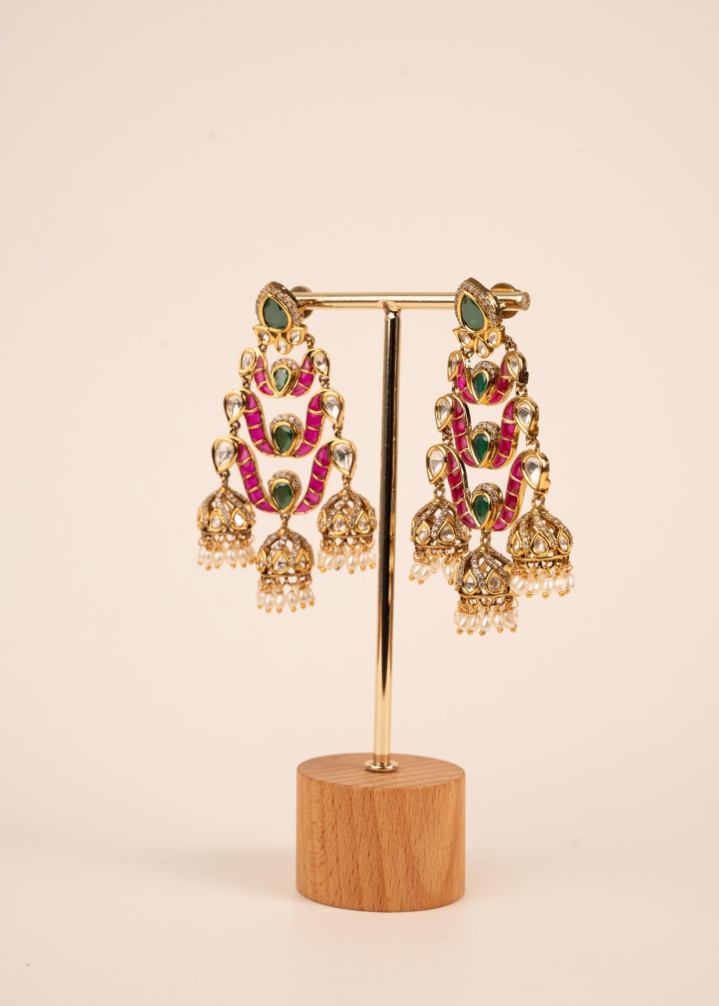 High Quality Moissanite Chandelier Earrings/ Jhumkas/ Indian Jewelry/ Wedding Earrings/ Party Wear Earrings/ Bridal Accessories/ Ruby