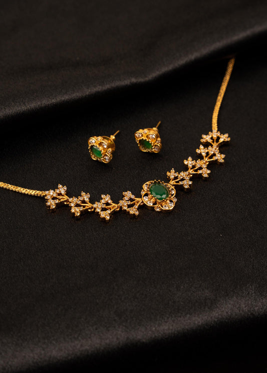 Gold Plated Kundan Choker Necklace Set with Studs/ Minimalistic Jewelry/ Indian Jewelry/ Bridesmaid Jewelry/ Wedding Jewelry/ Ruby/ Green