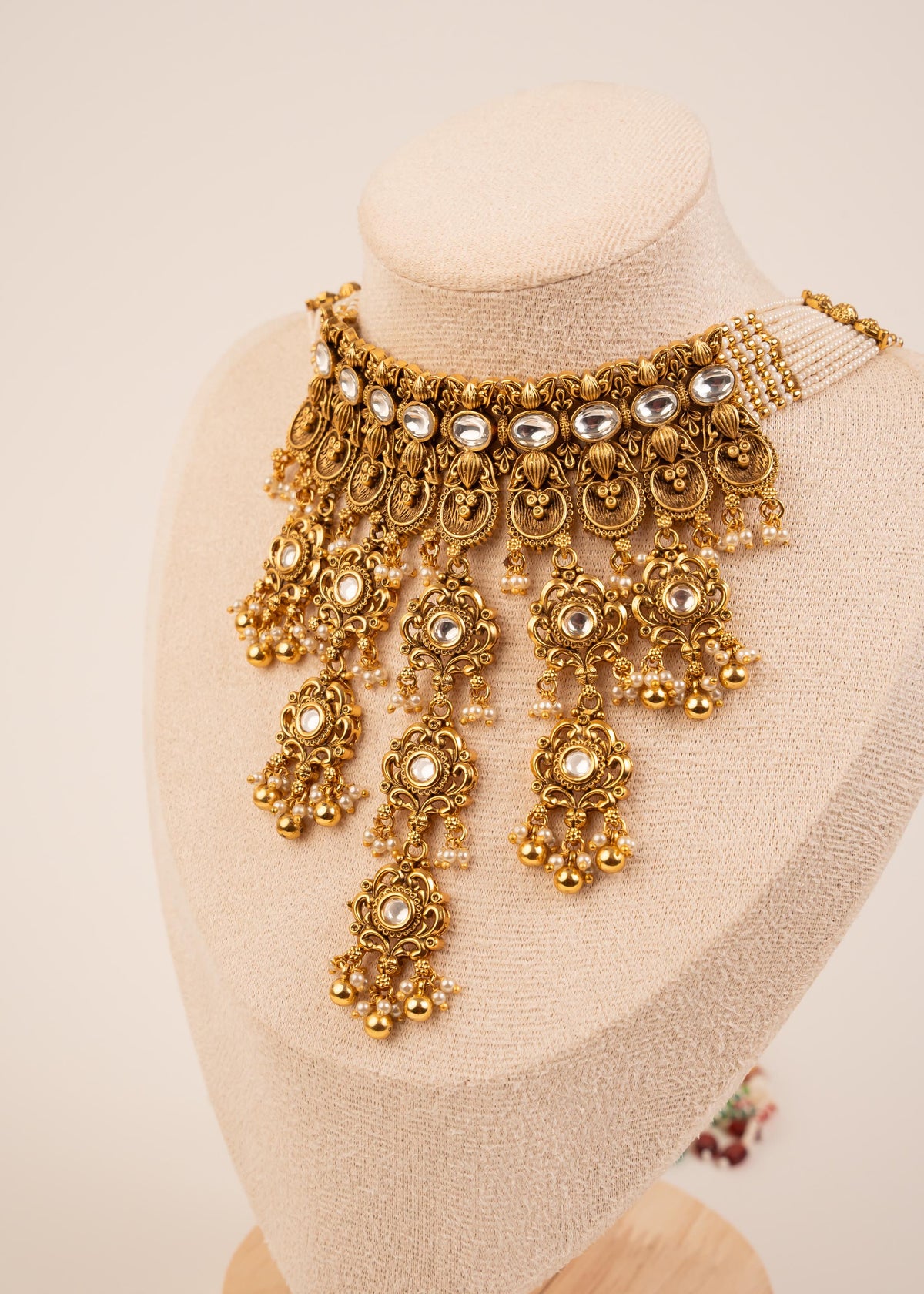 Kundan Waterfall Choker Necklace Set/ Indian Bridal Jewelry/ Statement Necklace Set/ Wedding Jewelry/ Pakistani Jewelry/ Jhumkas/ Pink