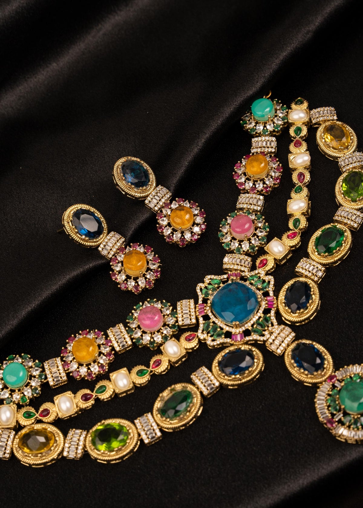 Exclusive Triple Layer Sabyasachi Choker Necklace Set/ Designer Jewelry/ Colorful Necklace/ Cocktail Party Jewelry/ Statement Necklace/ Ruby