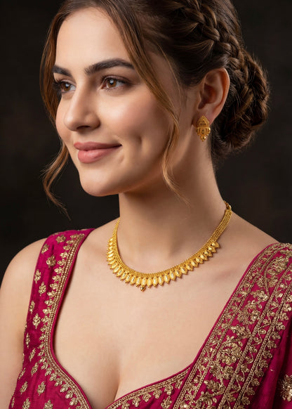Real Gold Finish Choker Necklace Set