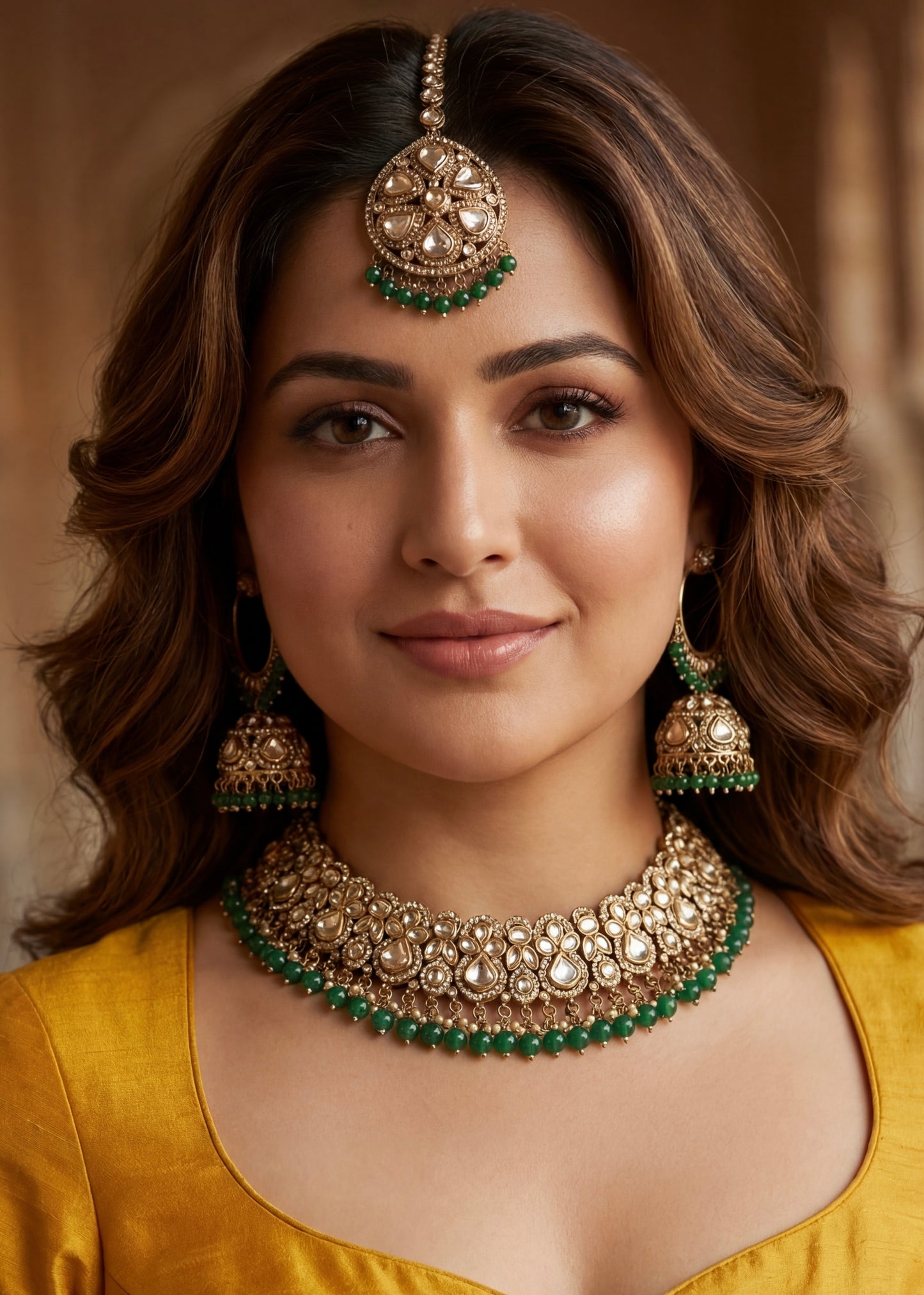 Emerald Royale Kundan Necklace Set