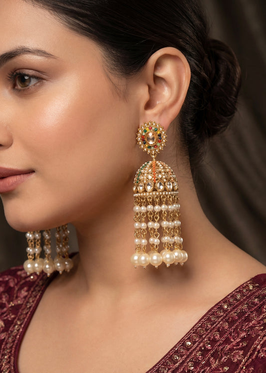 Golden Regal Jhumka Earrings