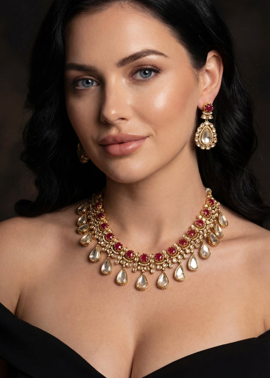 Premium Quality Tyani Inspired uncut Kundan Necklace Set/ Indian Wedding Jewelry/ Statement Jewelry/ Indian Bridal Set