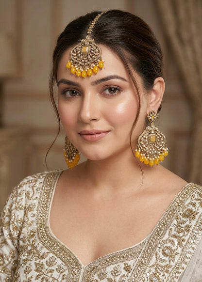 Golden Glow Jhumka Set with Mustard Yellow Accents