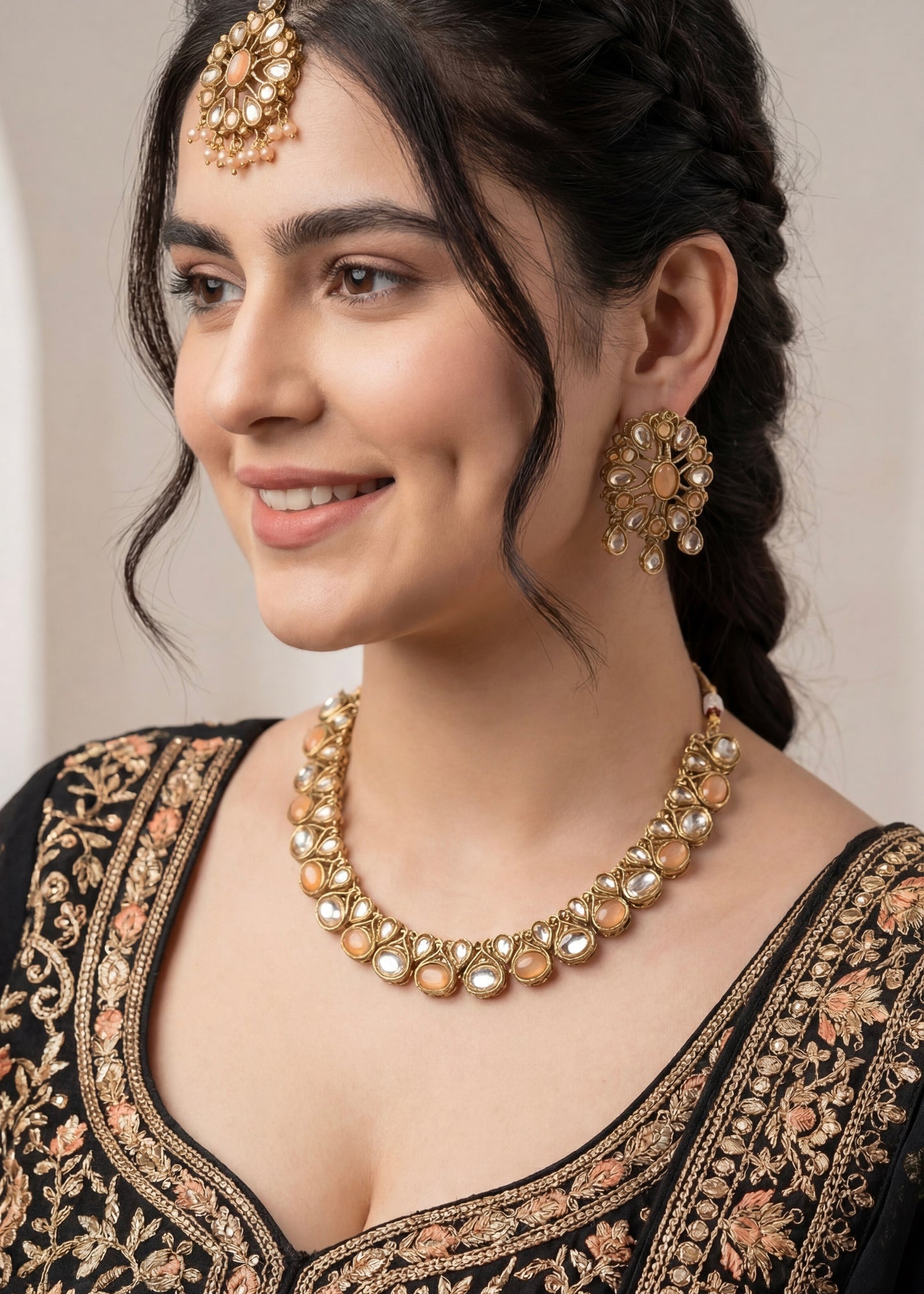 Royal Amber Kundan Necklace Set