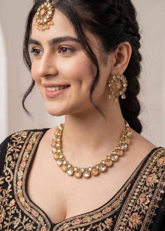 Royal Amber Kundan Necklace Set