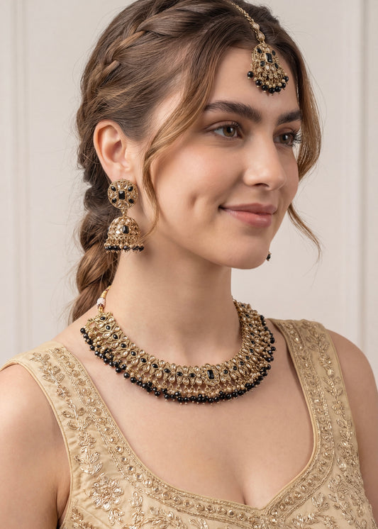 Antique Black Choker Necklace Set