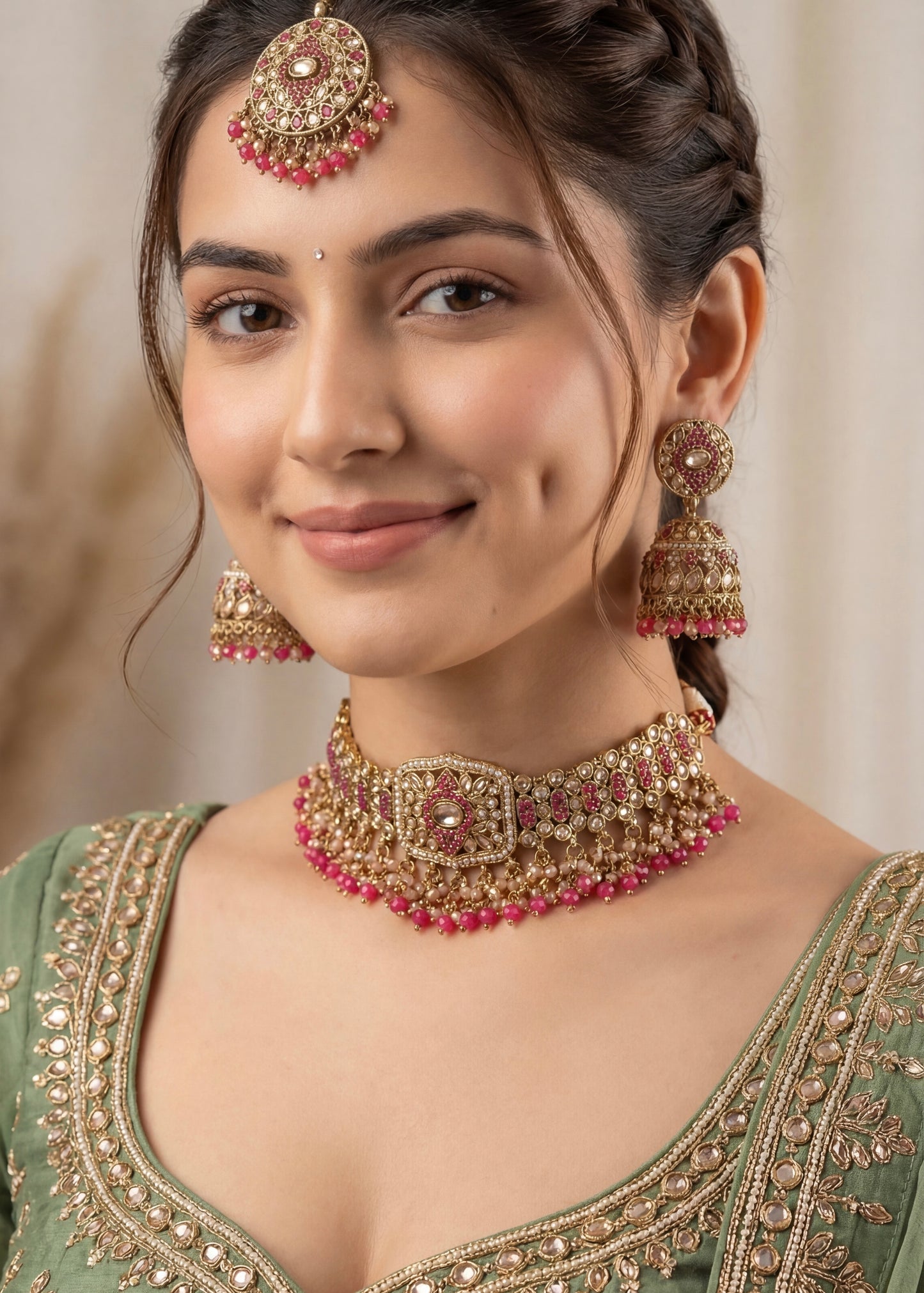 Ruby Glow Maharani Choker Set