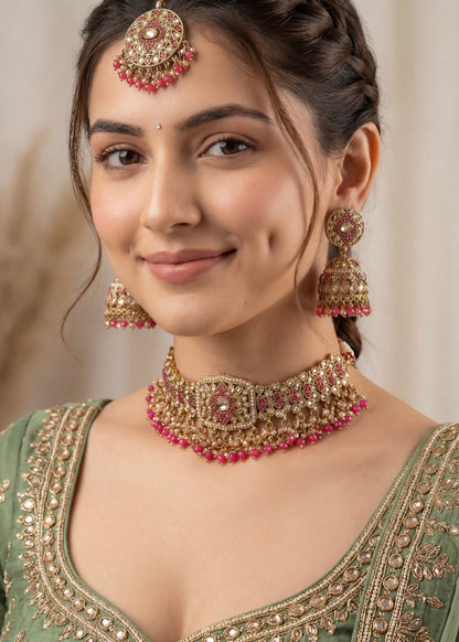 Ruby Glow Maharani Choker Set