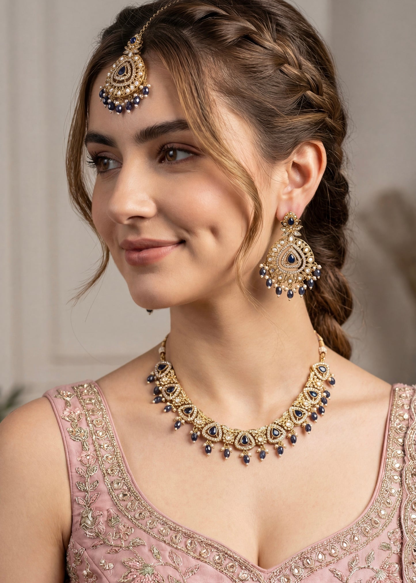 Antique Kundan Polki Necklace Set