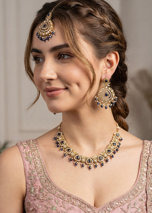 Antique Kundan Polki Necklace Set