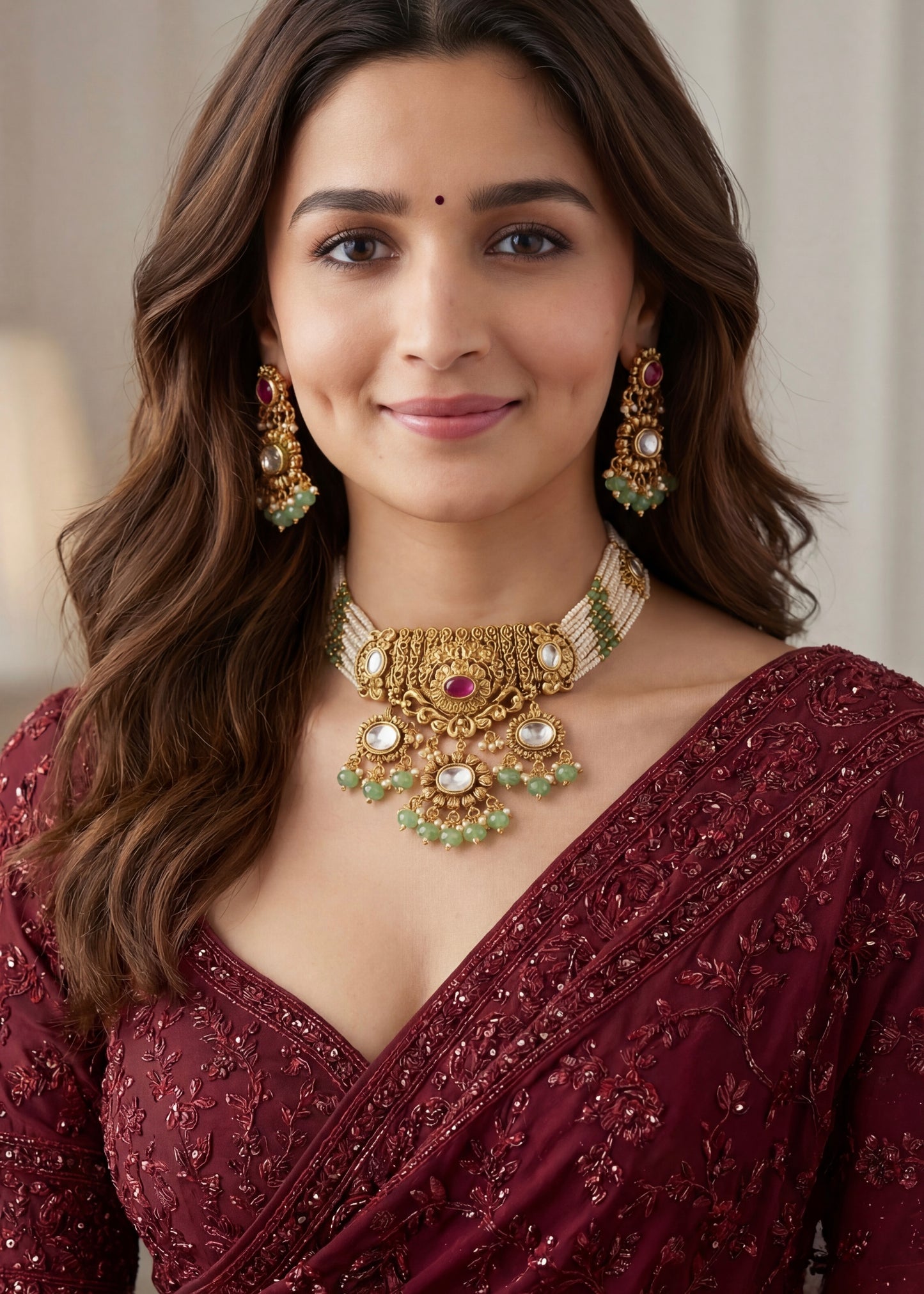 Kundan Heritage Meenakari Necklace Set/ South Indian Necklace Set/ Indian Choker Set/ Indian Gold Plated Jewelry/ Real Gold Look Necklace Set