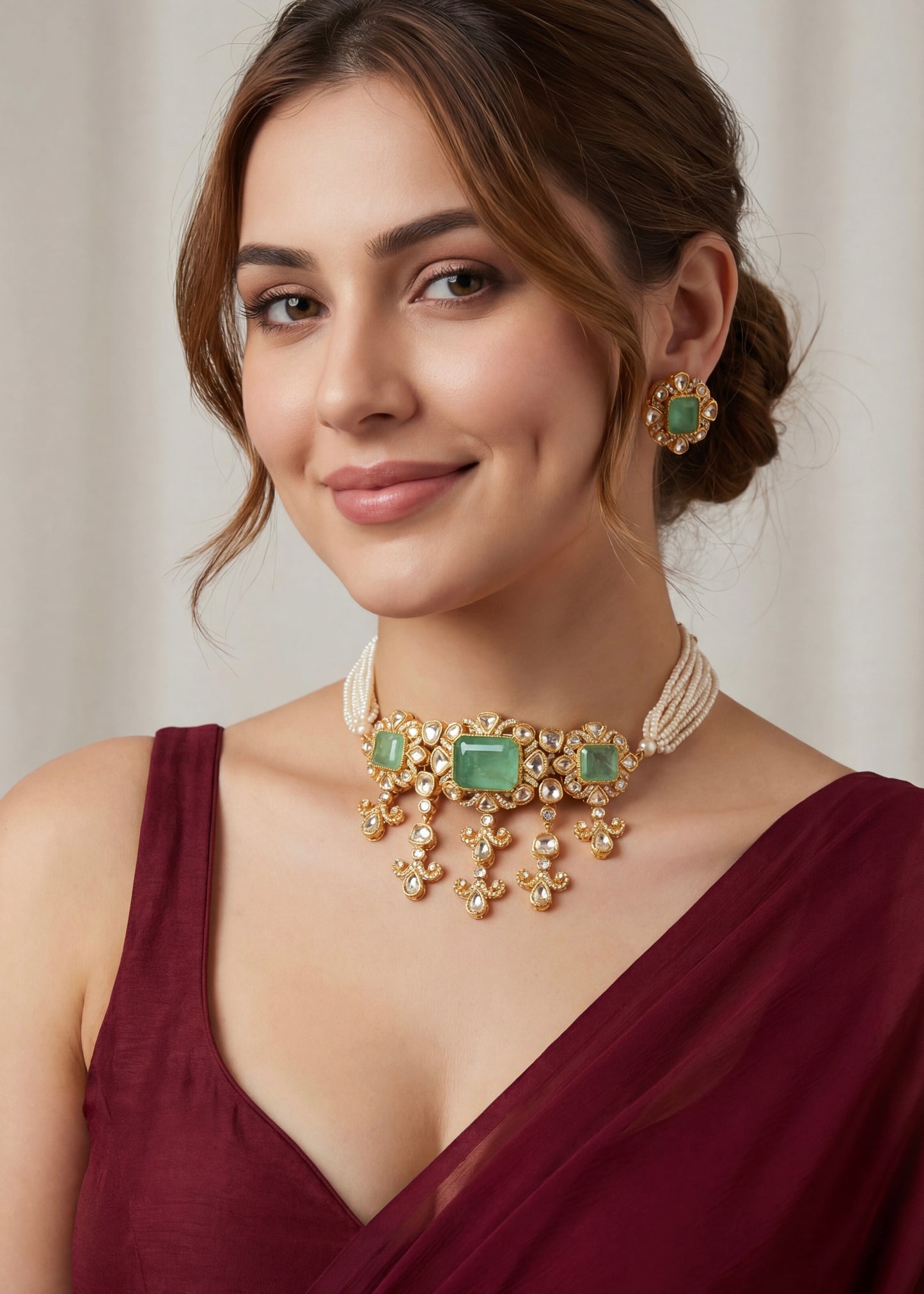 Kundan Necklace Set/ Indian Jewelry/Indian bridal set/Bridal jewelry.