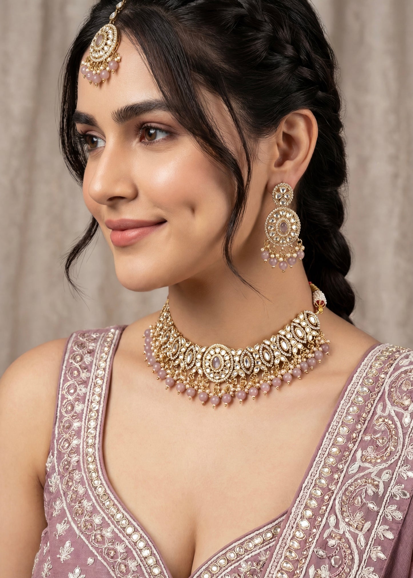 High Quality Antique Kundan Polki Necklace Set