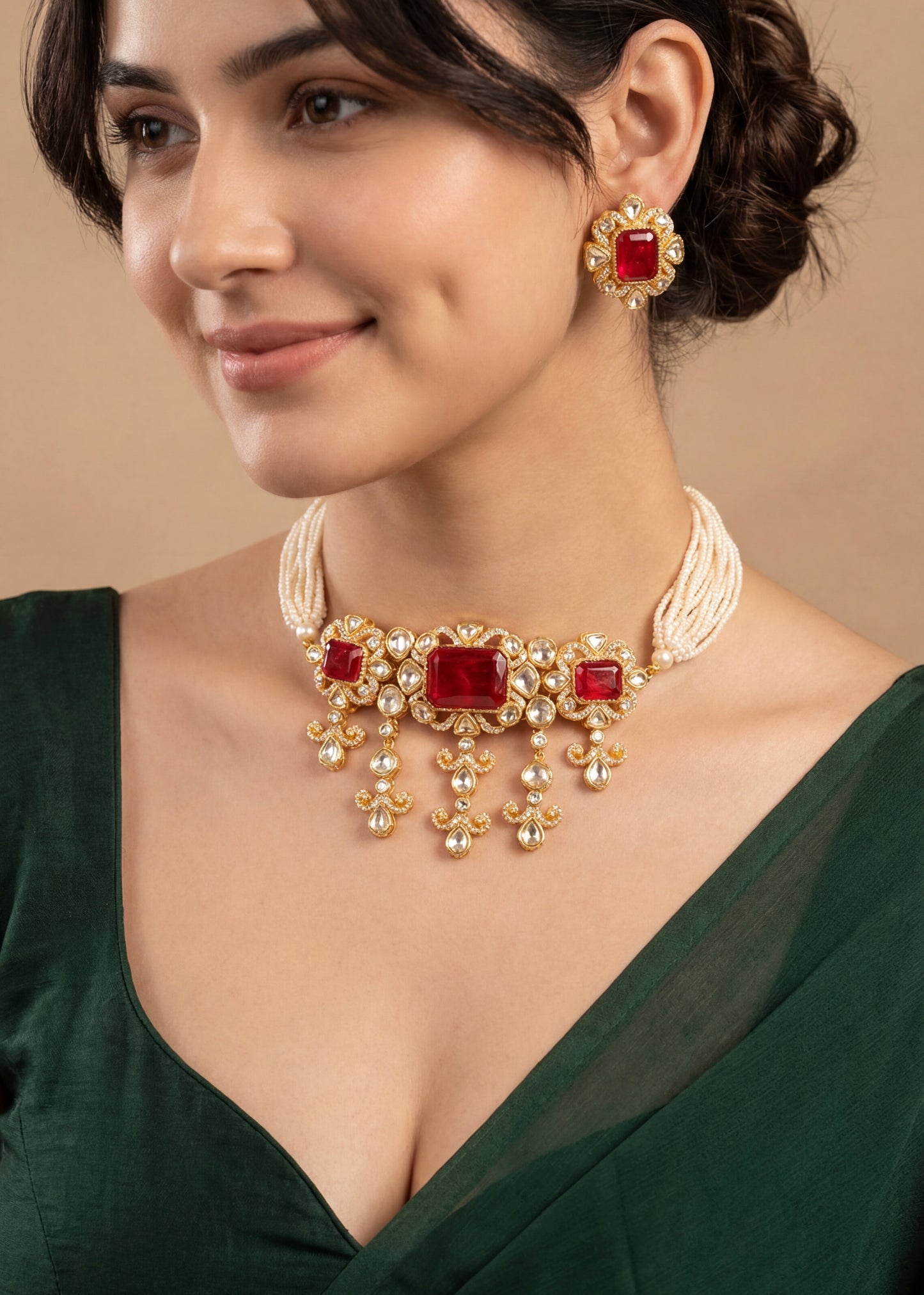 Kundan Necklace Set/ Indian Jewelry/Indian bridal set/Bridal jewelry.