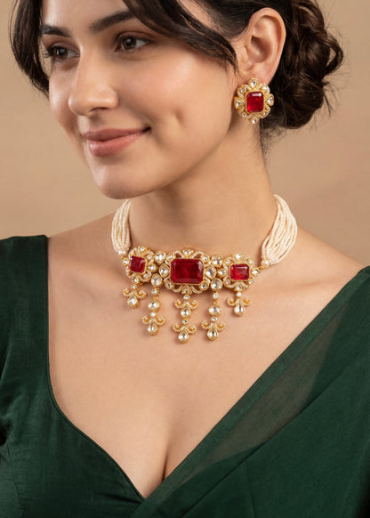 Kundan Necklace Set/ Indian Jewelry/Indian bridal set/Bridal jewelry.