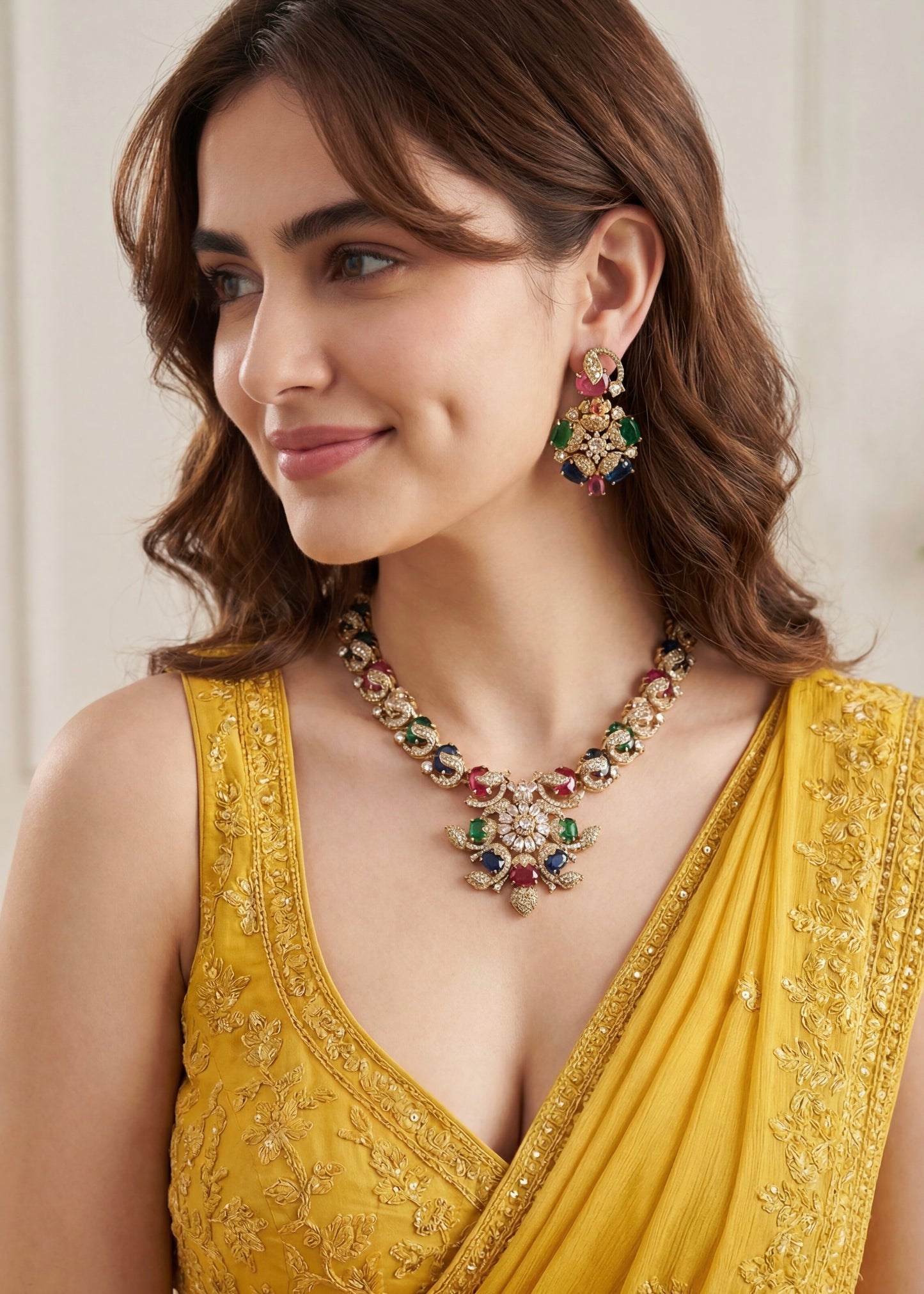 Premium American Diamond Necklace Set