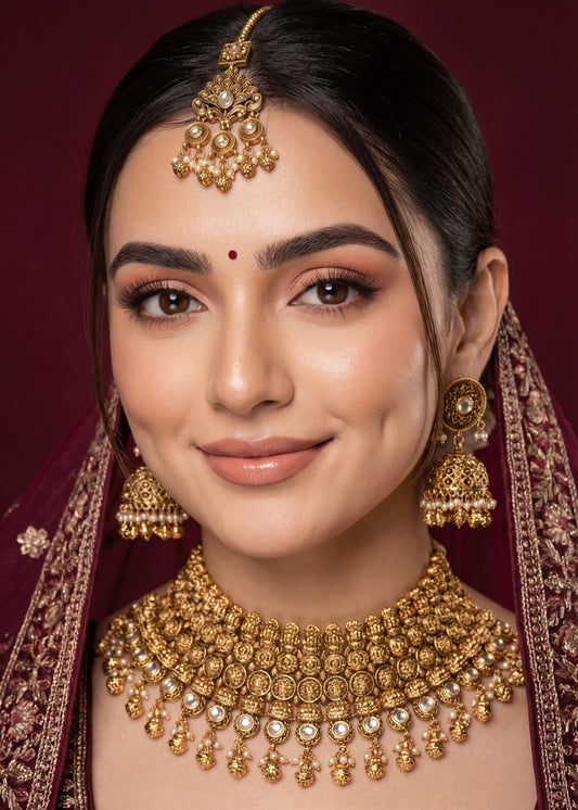 Kundan Bridal Necklace Set/ Gold Plated Bridal Necklace Set/ Indian Wedding Jewellery/ Indian Bridal Set