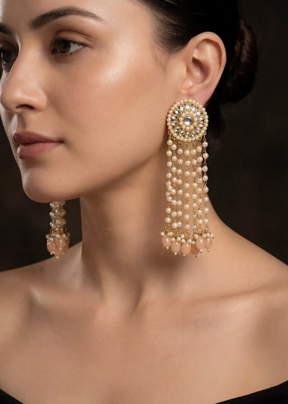 Rose Pearl Tassel Earrings