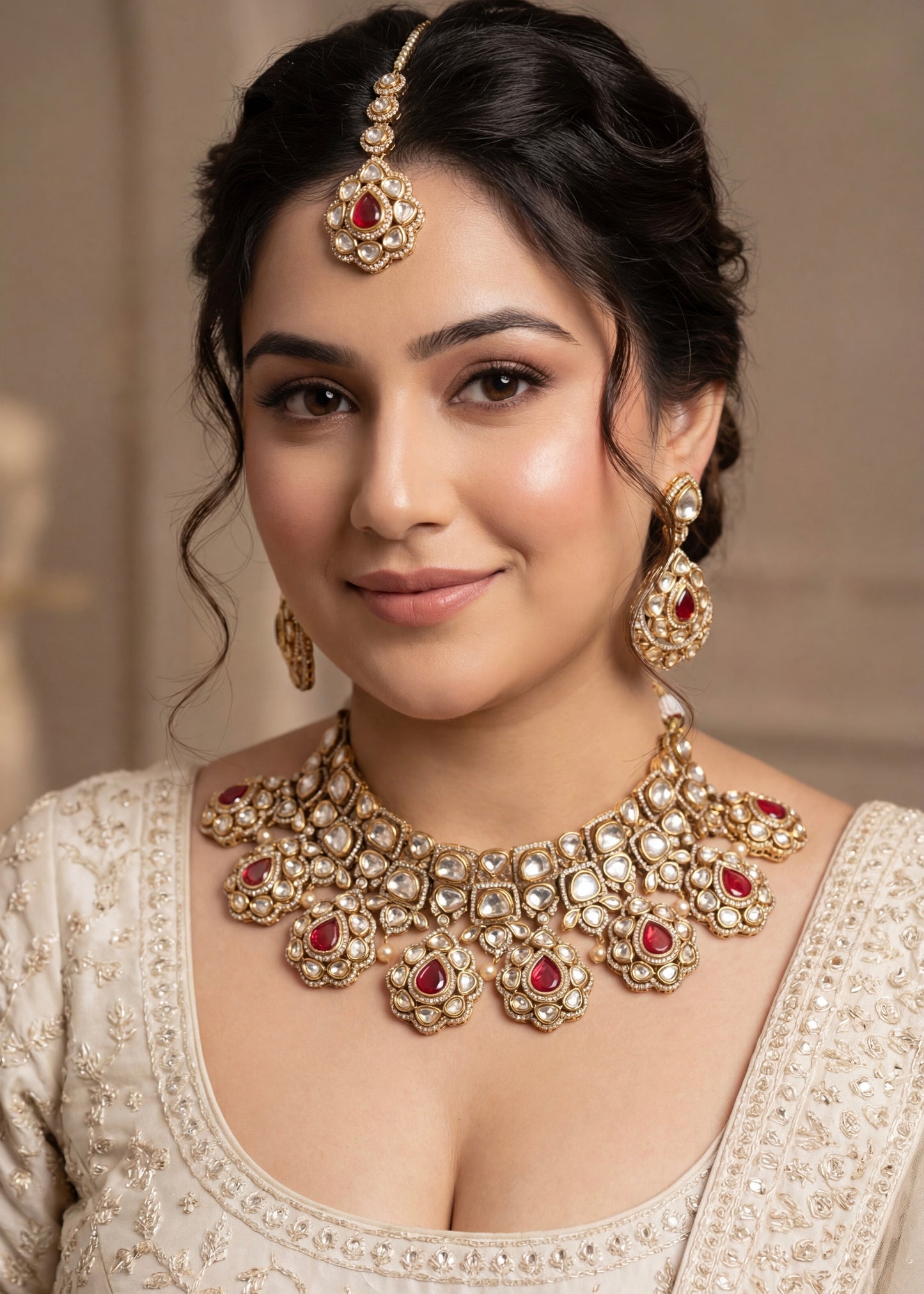 Sabyasachi Inspired Kundan Choker Necklace Set/ Indian Bridal Jewellery Set/ Indian Jewelry/