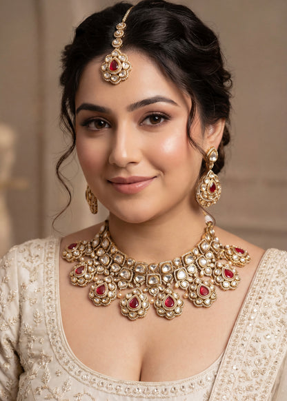 Sabyasachi Inspired Kundan Choker Necklace Set/ Indian Bridal Jewellery Set/ Indian Jewelry/