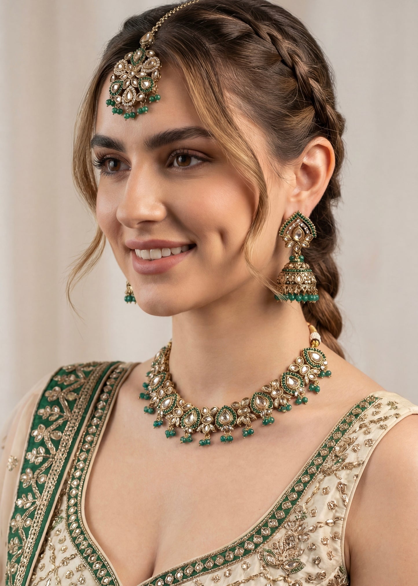 High Quallity Bridal Kundan Polki Nceklace Set