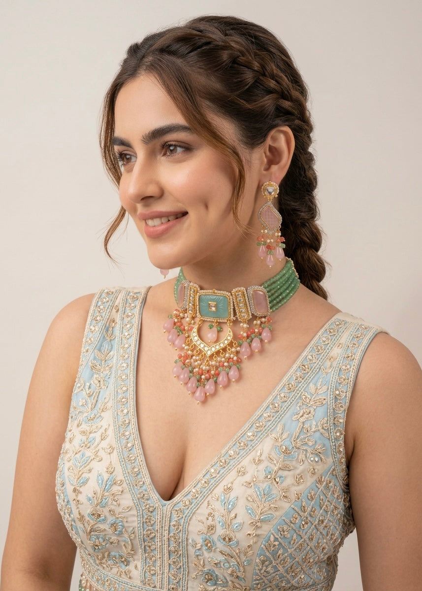Emerald Blossom Bridal Choker Set