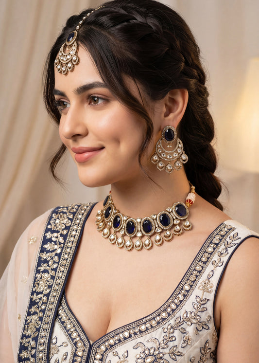 Premium Kundan Choker Necklace Set