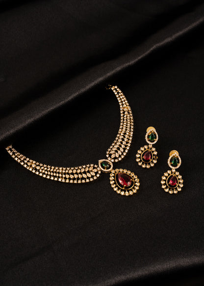 Victorian CZ Diamond Necklace Set