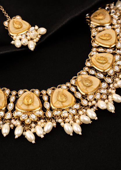 Antique Kundan Pearl Jewelry Necklace Set