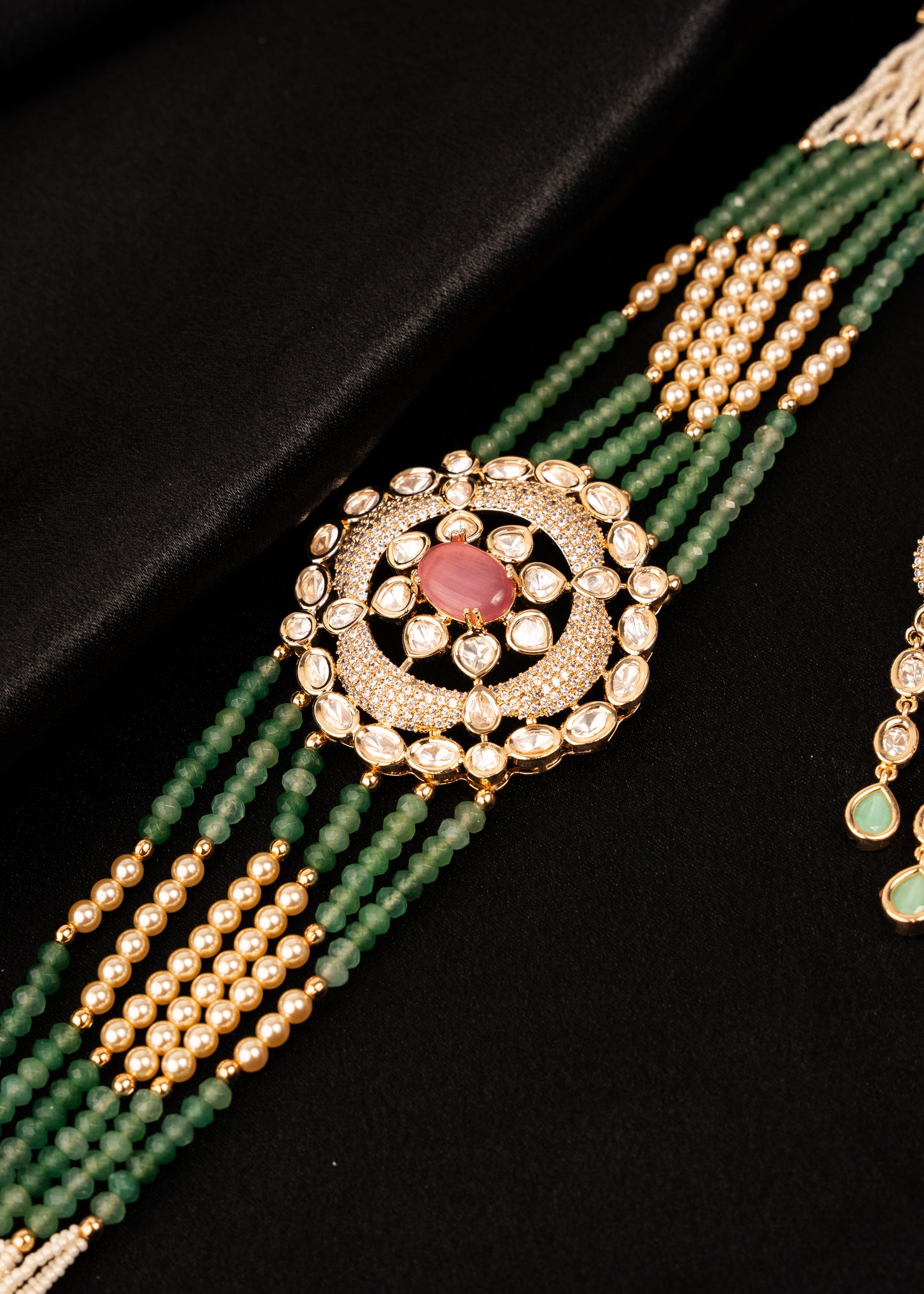 Premium Kundan Meenakari Necklace Set