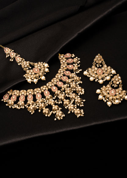Gold Statement Choker Necklace Set