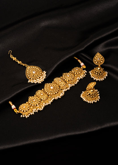 Premium Gold Choker Necklace Set